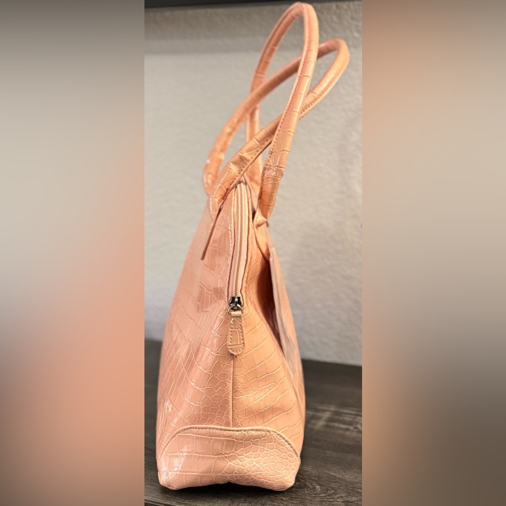 Jessica Simpson Fancy Peach Faux Croc Satchel Tote Bag NWT 🍑 - Picture 8 of 13